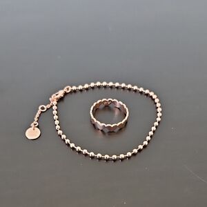 Pura Vida Rose Goldtone Heart Ring And Bracelet Set💛🩷